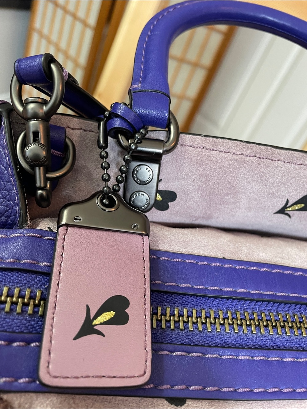 Coach 1941 X Disney Purple "Dark Fairy Tale" Pebble Leather Rogue 25 Satchel Bag - Picture 13 of 17